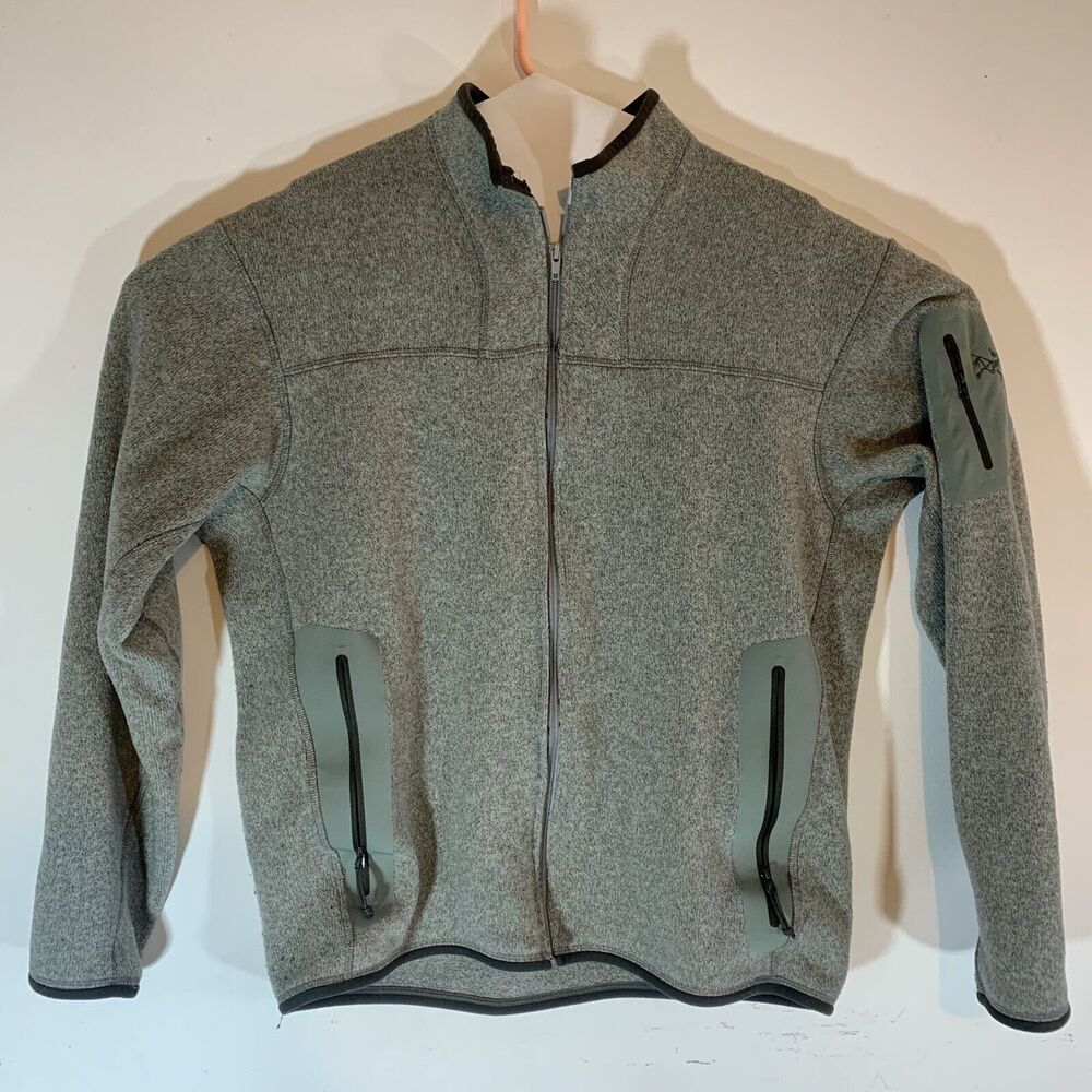 Arc'teryx Covert Fleece Jacket Full Zip Mens Medium Green Grey EUC